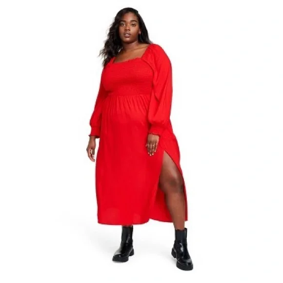 knee length dresses for ladies Olive Smocked Midi Dress | Regular and Plus Size main image 1